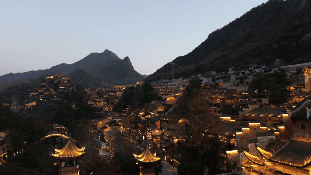 Wangxian Valley night view White Crane Tower viewpoint Jiangxi China