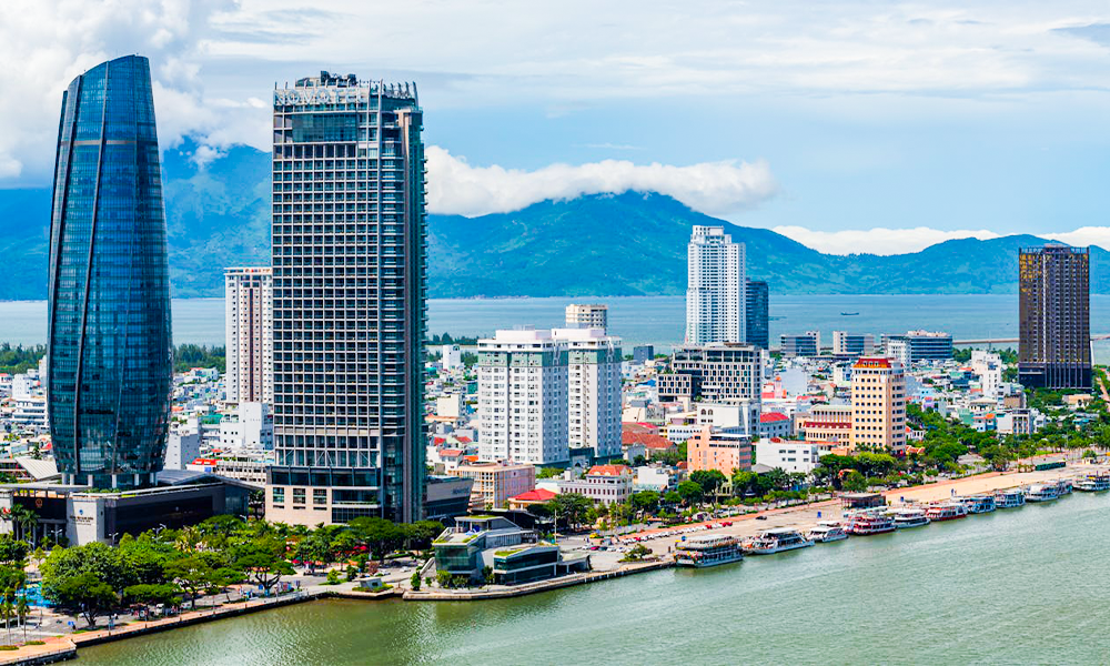 Da Nang city skyline waterfront Vietnam digital nomad winter travel