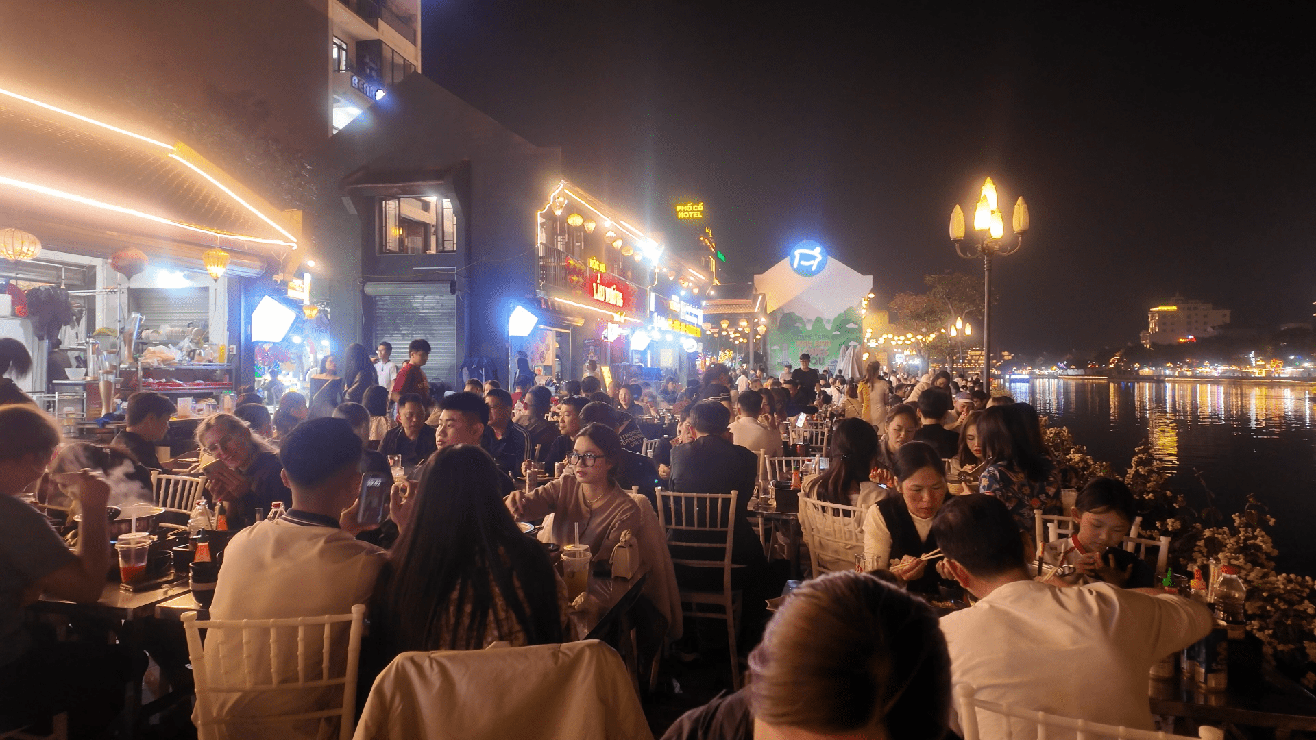 Ninh Binh walking street lantern boats on water night Vietnam festival