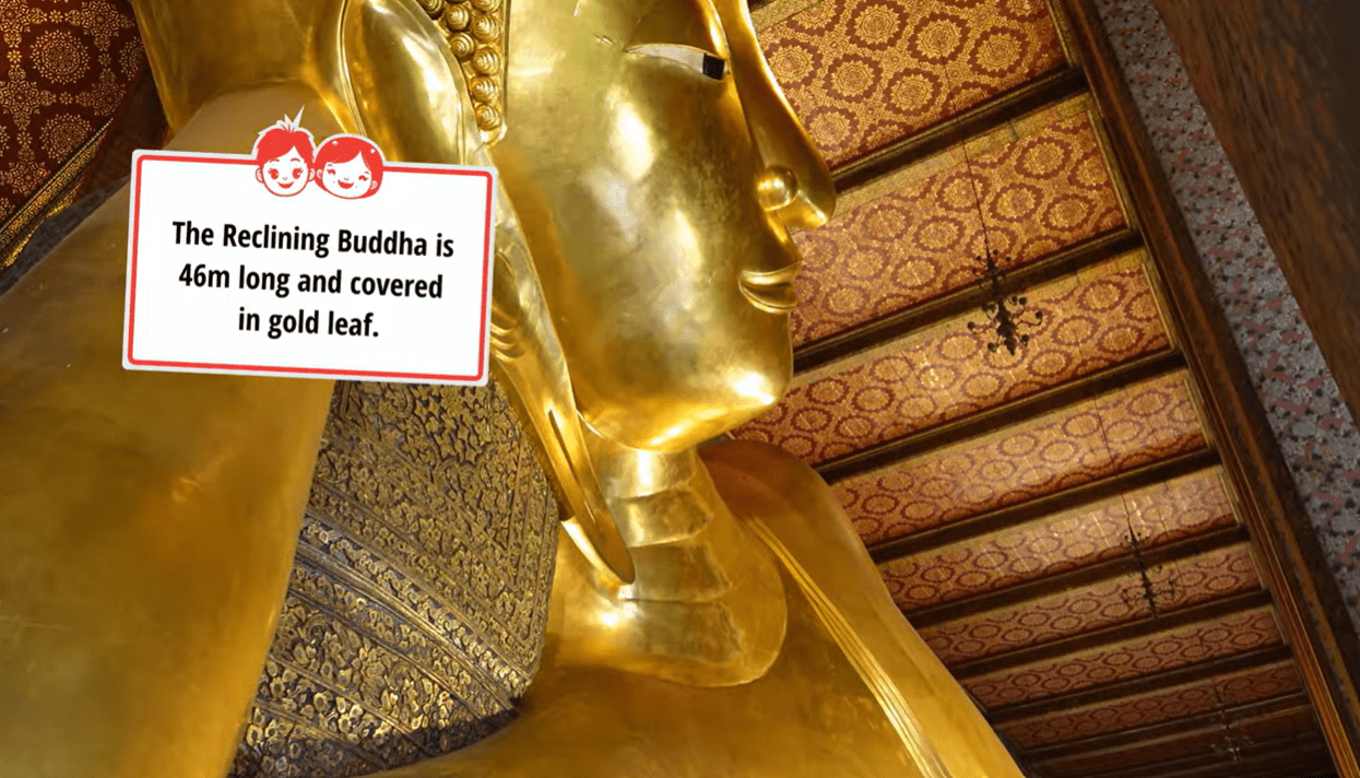 Reclining Buddha at Wat Pho Bangkok — 46 metres of gold leaf