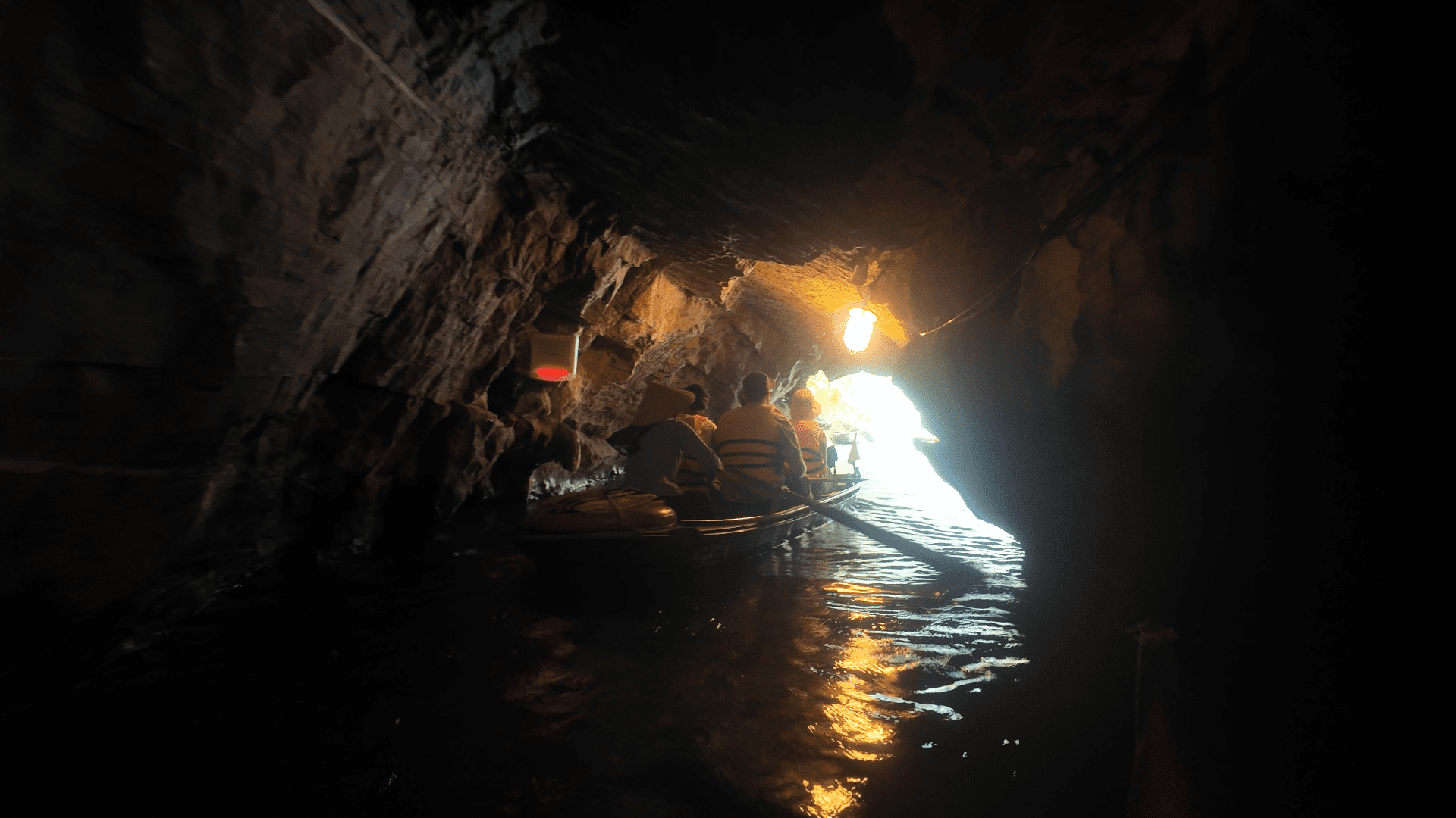 Tam Coc cave inside bamboo boat Ninh Binh Vietnam 30000 years old