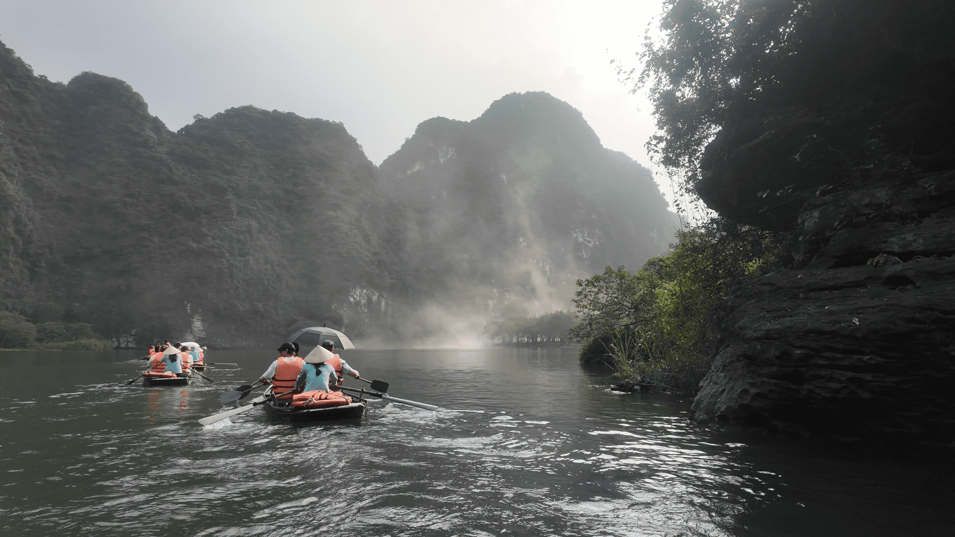 Tam Coc boat tour exit cave Ninh Binh Vietnam stunning scenery
