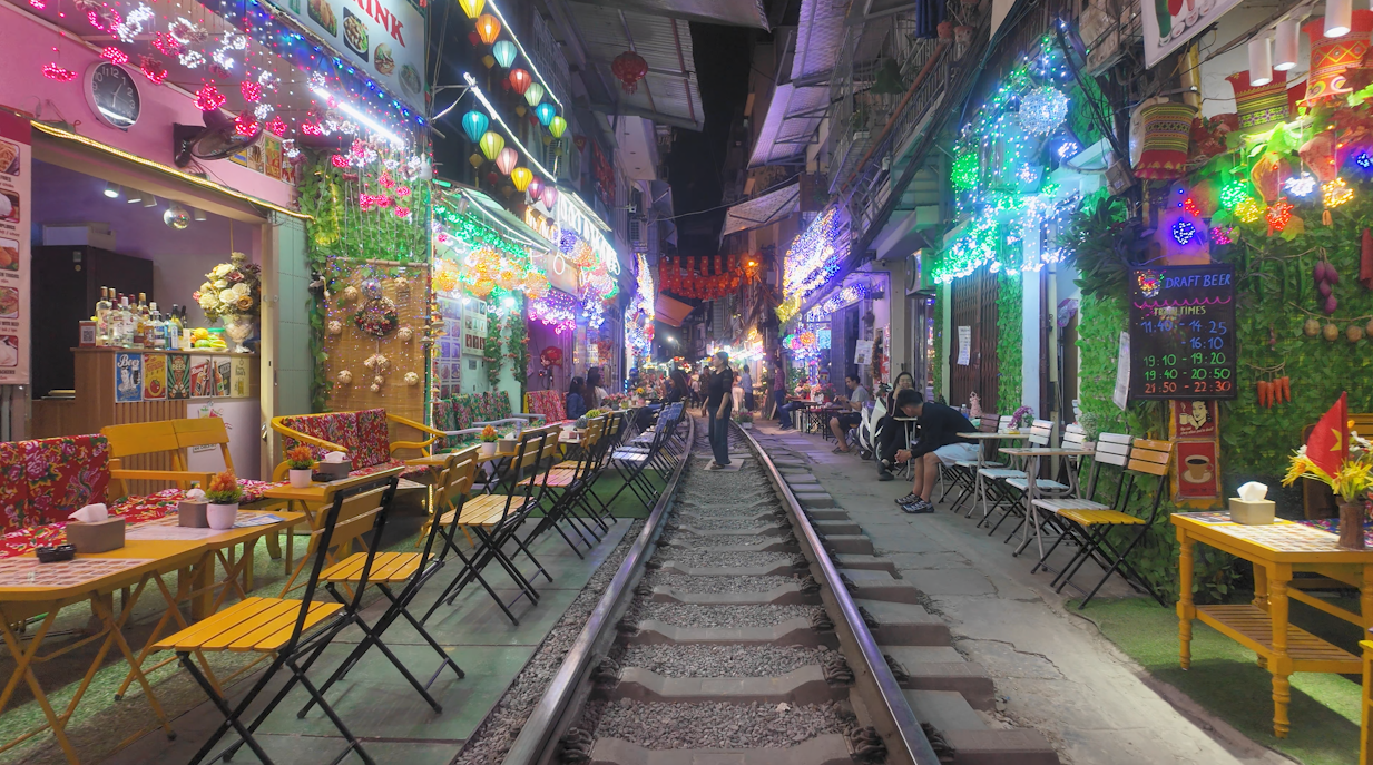 Hanoi train street daytime view Vietnam