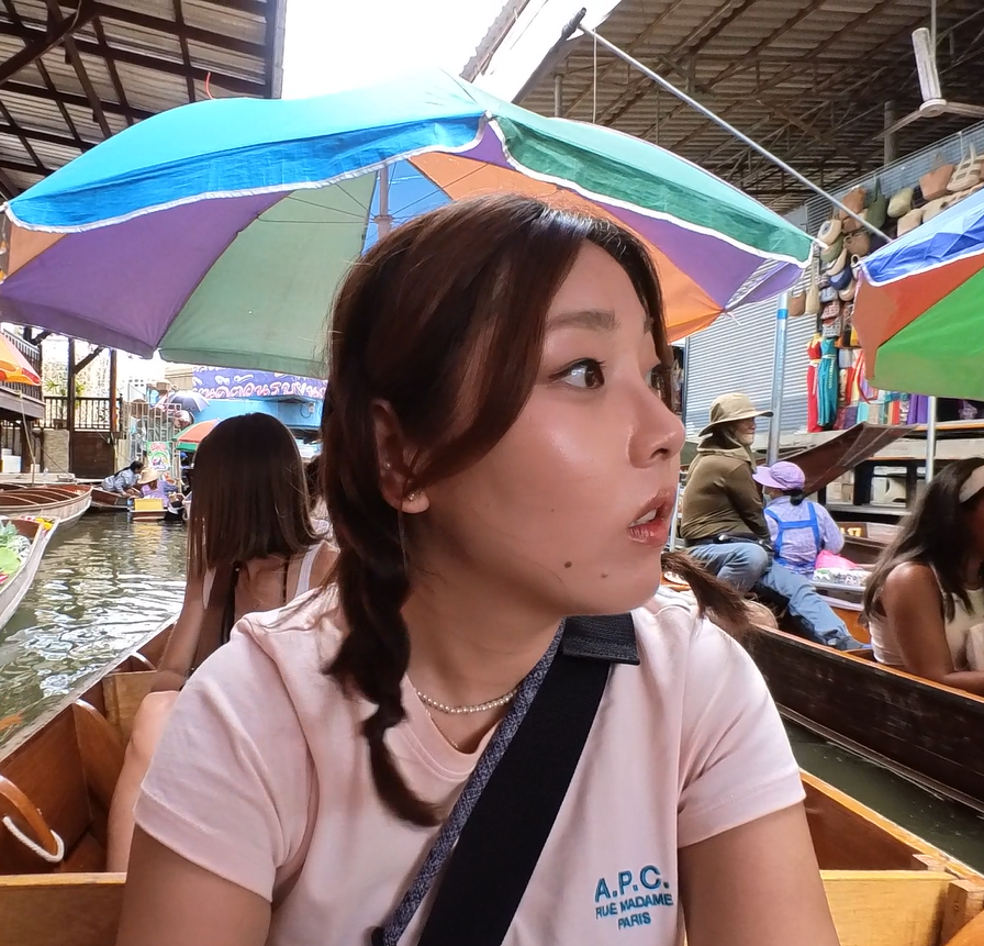 Jenny at Damnoen Saduak Floating Market exploring the canals Bangkok Thailand