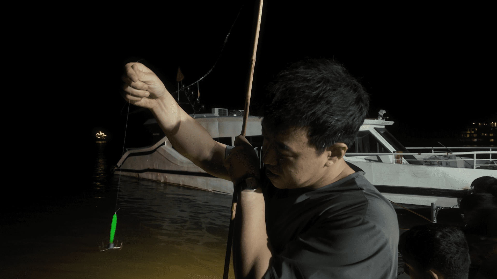 Ian empty handed night squid fishing Lan Ha Bay Vietnam