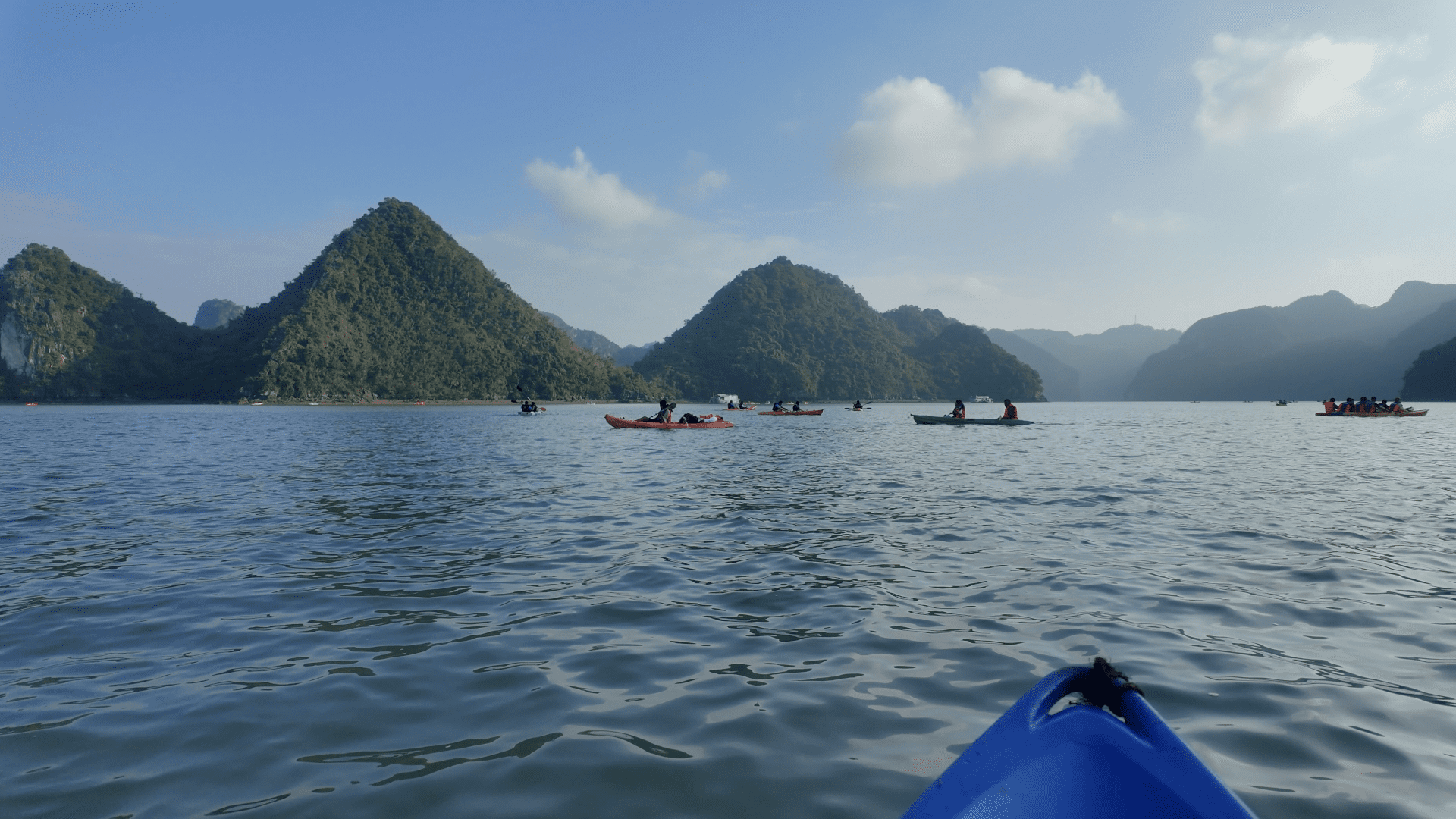Kayaking open water Lan Ha Bay Diana cruise Vietnam
