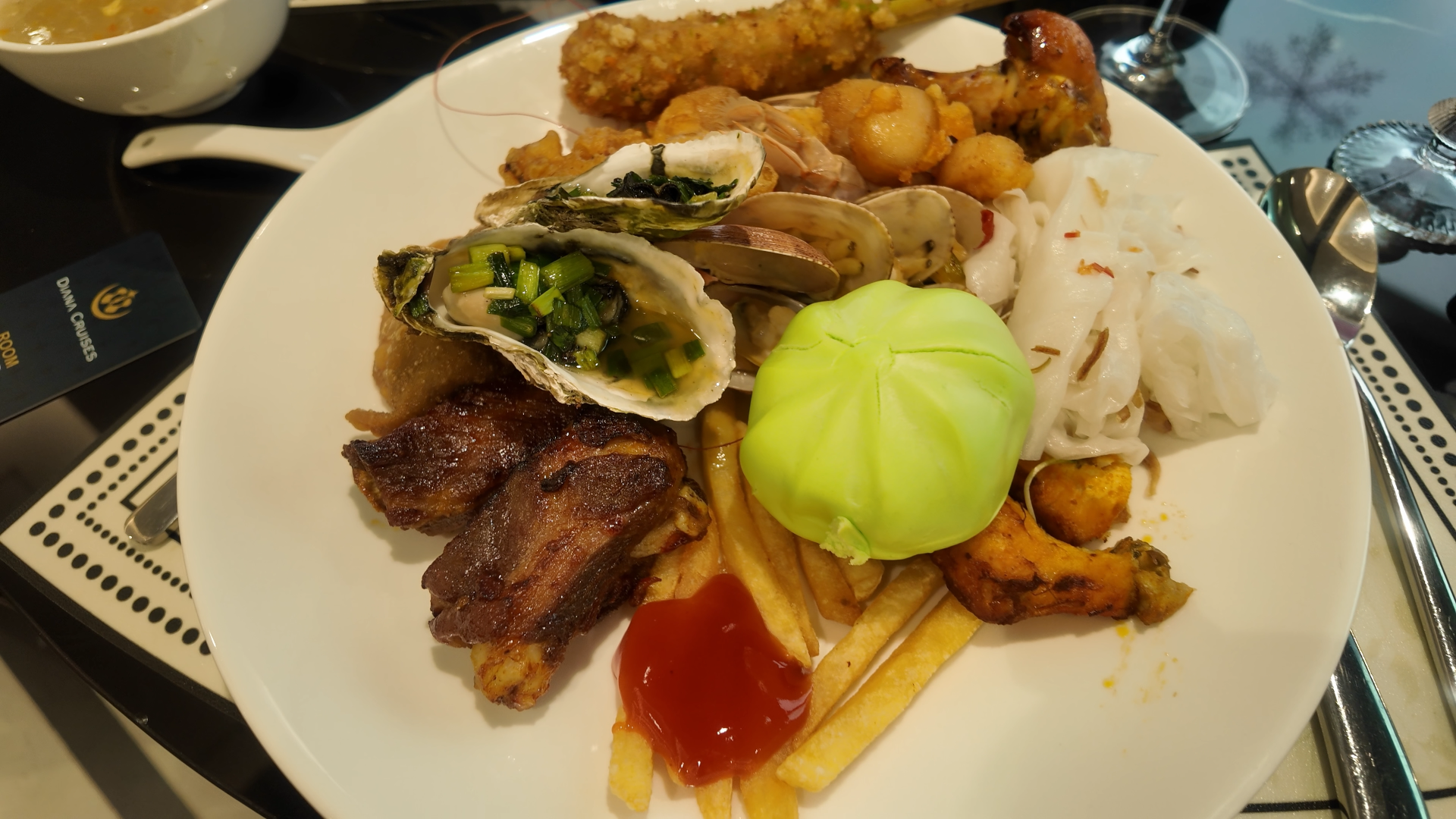 Diana cruise lunch buffet selection Lan Ha Bay Vietnam