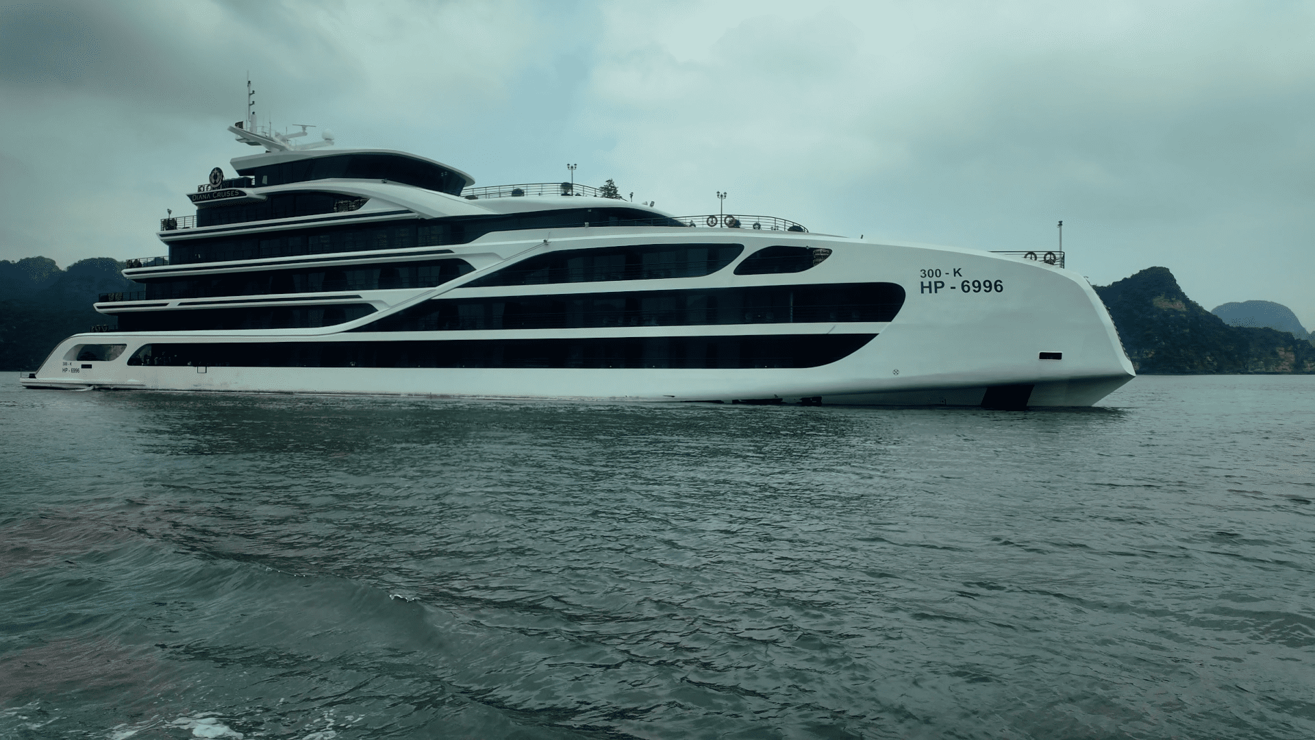 Diana cruise ship close up Lan Ha Bay Vietnam