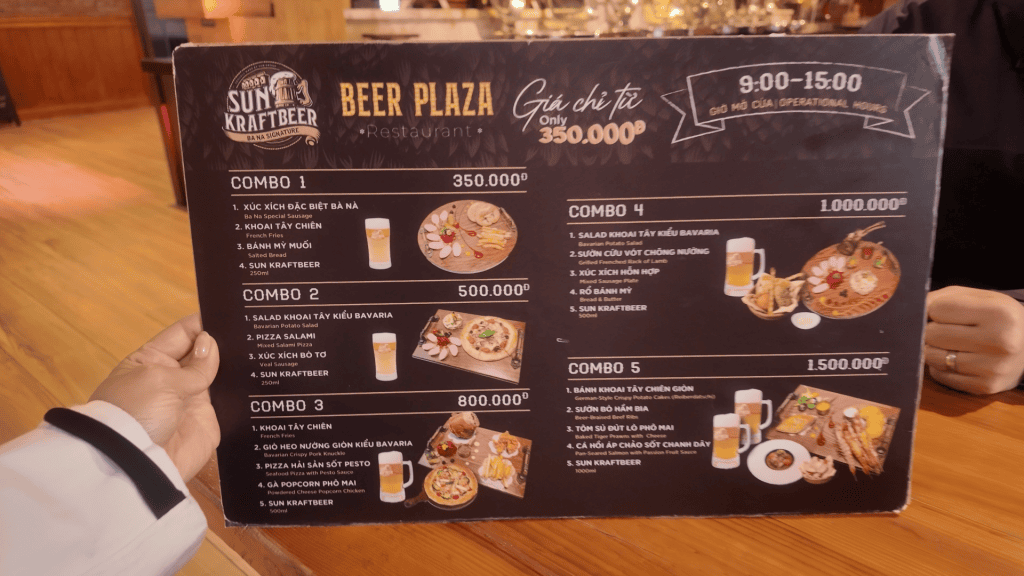 Sun KraftBeer menu board at Ba Na Hills, Vietnam